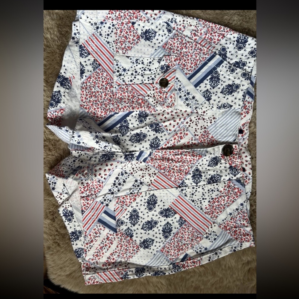 Red White and Blue print shorts